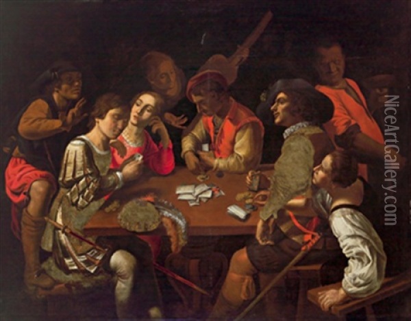 Die Falschspieler, I Bari Oil Painting - Domenico Carpinoni
