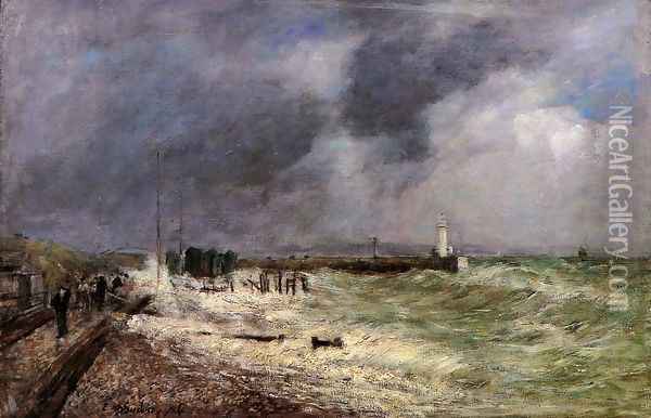 Le Havre, A Gust of Wind at Frascati Oil Painting - Eugene Boudin