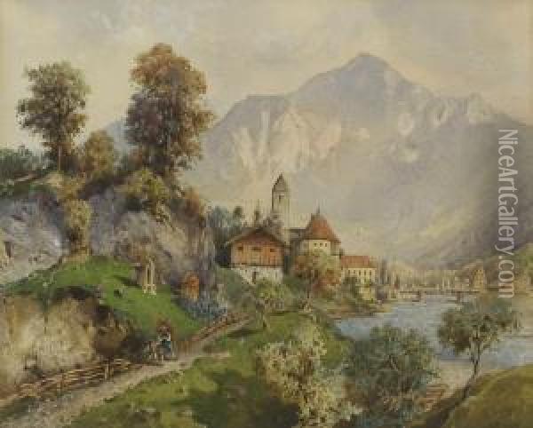 Blick Auf Fussen Oil Painting - Th. Sendtner
