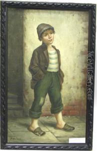 Rokande Pojke. Oil Painting - Francois Xavier Bricard