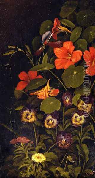 Pansies and Nasturtiums Oil Painting - Levi Wells Prentice