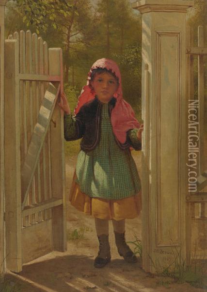 Girl At The Doorway Oil Painting - John George Brown