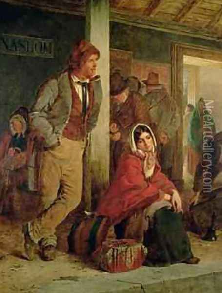 Irish Emigrants Waiting for a Train 1864 Oil Painting - Erskine Nicol