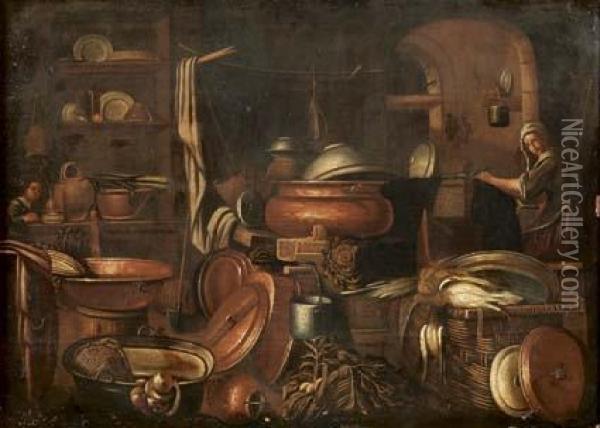 Interno Di Cucina Oil Painting - Antonio Crespi