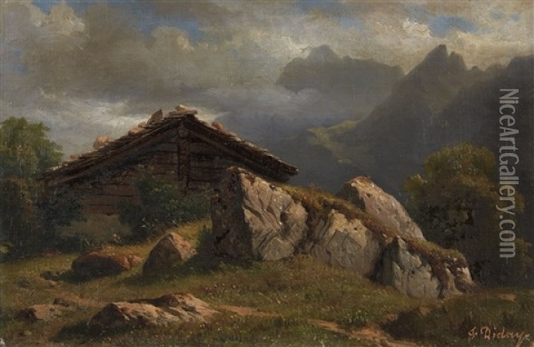 Mountain Cabin Near Frenieres Oil Painting - Francois Diday