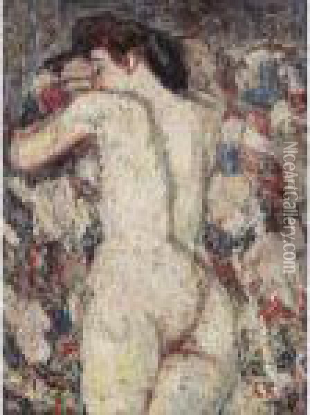 Weiblicher Ruckenakt (female Nude Seen From Behind) Oil Painting - Christian Rohlfs