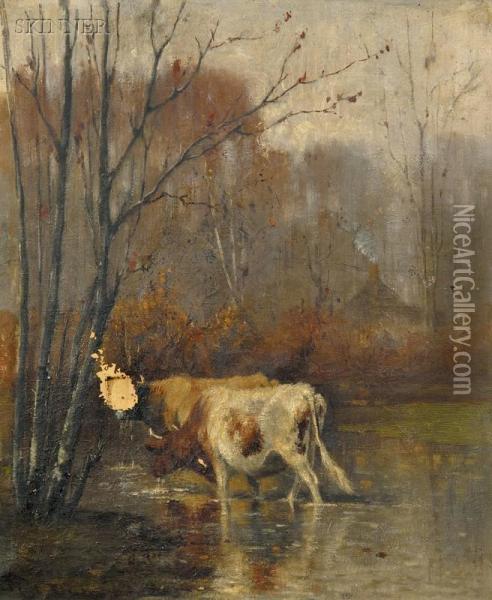 A Wood Pool Oil Painting - Wilbur H. Lansil