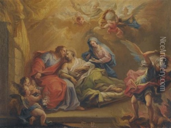 The Death Of St. Joseph Oil Painting - Miguel Parra Abril