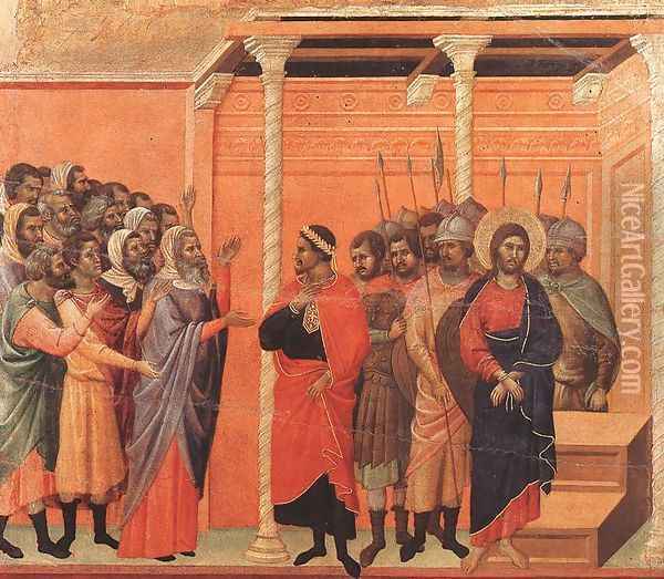 Christ Accused by the Pharisees 1308-11 Oil Painting - Duccio Di Buoninsegna