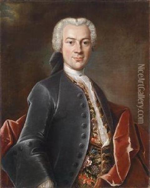Portrait Of The Court Secretary To Saxon Prince Elector Oil Painting - Elias Gottlob Haussmann