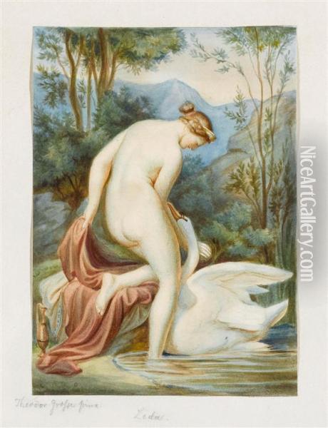 Leda And The Swan Oil Painting - Franz Theodor Grosse