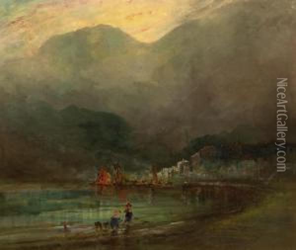 Italian Harbour Scene Oil Painting - Blythe Fletcher