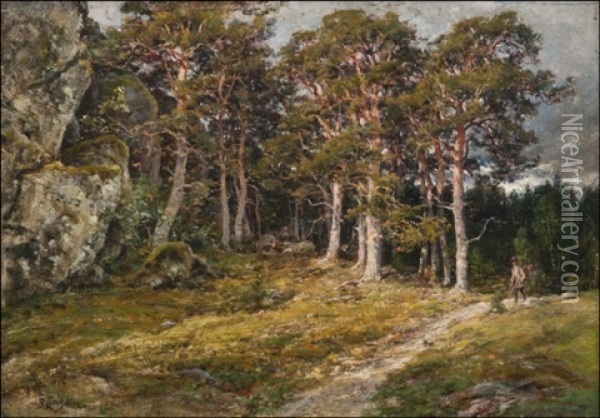 Metsastaja Oil Painting - Berndt Adolf Lindholm
