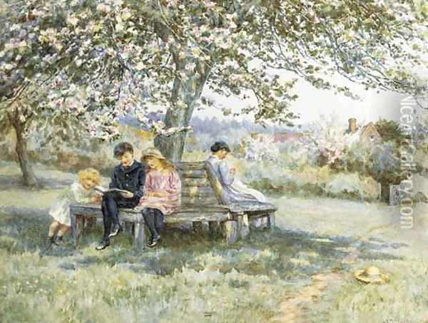 The apple tree seat Oil Painting - Helen Mary Elizabeth Allingham