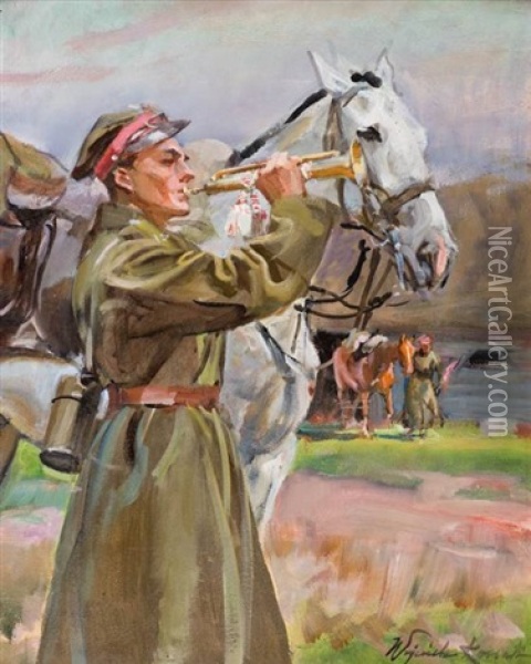 Kawalerzysta Oil Painting - Woiciech (Aldabert) Ritter von Kossak