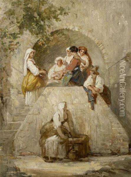 Women At A Well Oil Painting - Franz Xavier Winterhalter