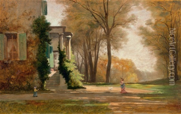 Au Parc Oil Painting - Gustave Eugene Castan