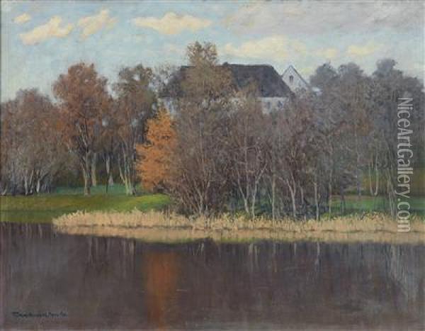 Herbstliche Flusslandschaft Oil Painting - Rudolf Turk