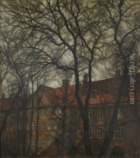 View Of Noggerade, Copenhagen Oil Painting - Svend Hammershoi