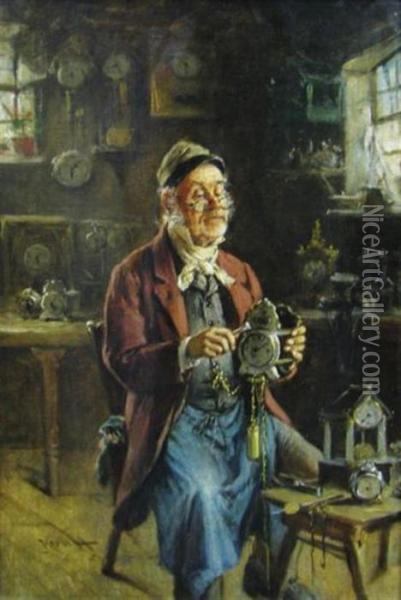 The Clock Maker Oil Painting - Hermann Kern