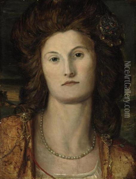 Portrait Of Lady Ashburton Oil Painting - George Frederick Watts