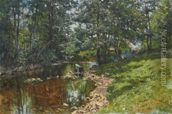 Tvatterska Vid An Oil Painting - Olof Arborelius