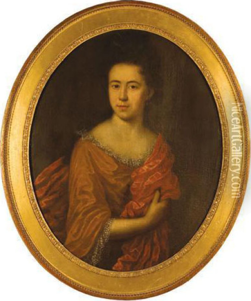 Retrato Oval De Dama Oil Painting - Pierre Gobert