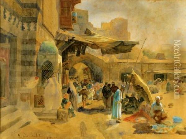 The Market In Jaffa Oil Painting - Gustave Bauernfeind