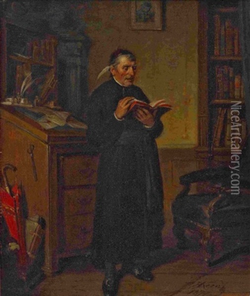 Dorfpfarrer In Der Bibliothek Oil Painting - Hermann Kern