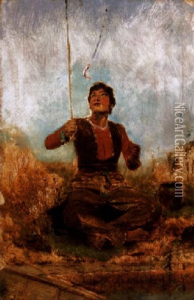Horgaszo Fiu (fishing Boy) Oil Painting - Laszlo Mednyanszky