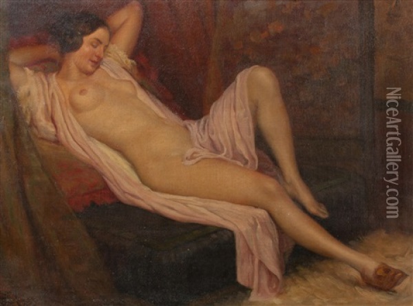 Nude Relaxing Oil Painting - Frantisek Zenisek Jr.