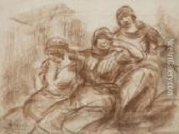 Drie Havenarbeidsters Oil Painting - Eugeen Van Mieghem