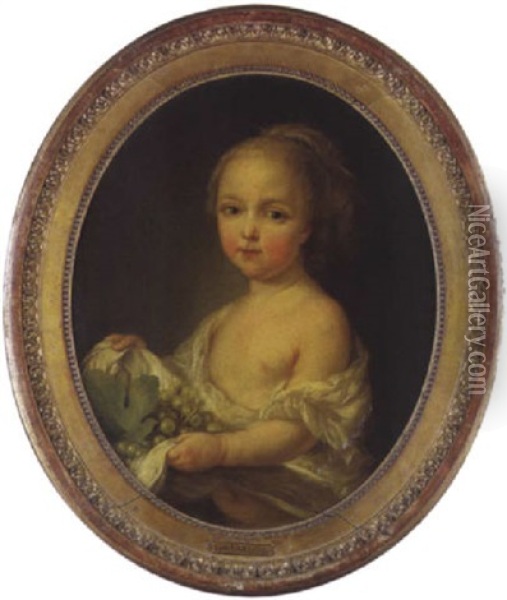 Portrait De Marie Rosalie Van Loo, Fille De L'artiste, A L'age De Quatre Ans Oil Painting - Carle van Loo