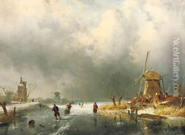 A winters day Oil Painting - Charles Henri Leickert