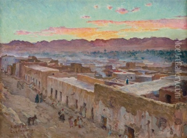 Coucher De Soleil Sur Laghouat (algerie) Oil Painting - Alphonse Etienne Dinet