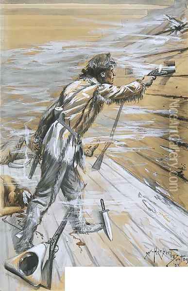 He fired two shots in rapid succession Oil Painting - W. Herbert Dunton
