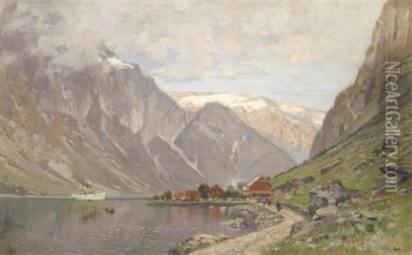 Grose Fjordlandschaft Oil Painting - Walter Moras