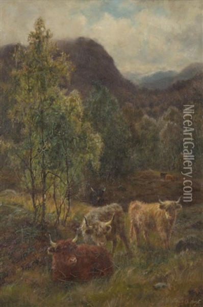 A Valley In The Highland Oil Painting - Louis Bosworth Hurt