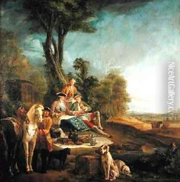 A Hunting Luncheon Oil Painting - Jean-Baptiste Oudry