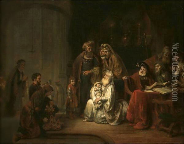 Simeon In The Temple, 'Nunc Dimittis' Oil Painting - Gerbrand Van Den Eeckhout