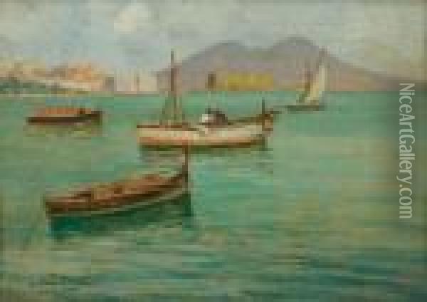 Napoli - Marina Con Barche Oil Painting - Attilio Pratella