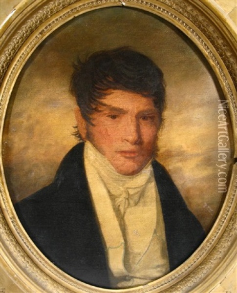 Portrait Of Man In White Tie Oil Painting - Louis Antoine Collas