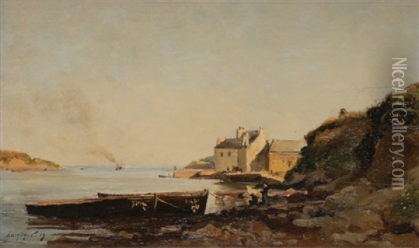 Bord De Mer En Bretagne, 1869 Oil Painting - Emmanuel Lansyer