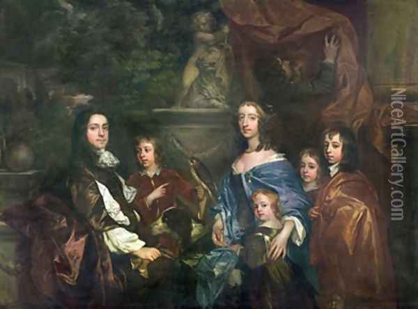 Sir Edward Hales 1695 and his family Oil Painting - Sir Peter Lely