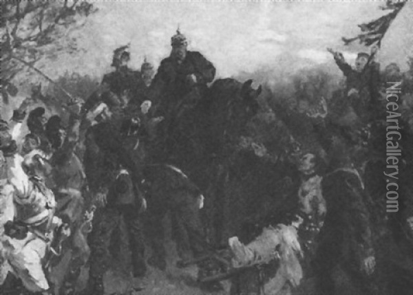 Kaiser Wilhelm Und Kronprinz Friedrich Wilhelm Besuchen Ihre Soldaten Nach Der Schlacht Oil Painting - Theodor Rocholl