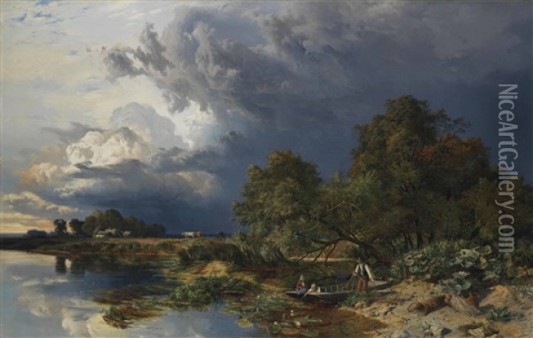Spring, An Approaching Shower Oil Painting - Sidney Richard Percy
