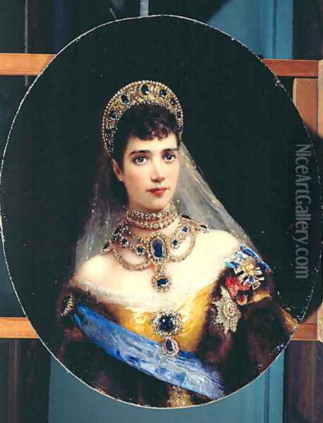 Portrait of Empress Maria Fyodorovna (1847-1928) Dagmar of Denmark Oil Painting - Konstantin Egorovich Egorovich Makovsky