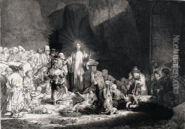 Christus Heilt Die Kranken (hundertguldenblatt) Oil Painting - Rembrandt Van Rijn