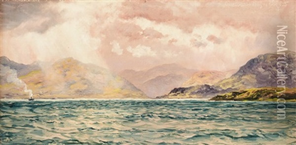Coastal Landscape In Ballachulish Bay, Scotland Oil Painting - John Brett