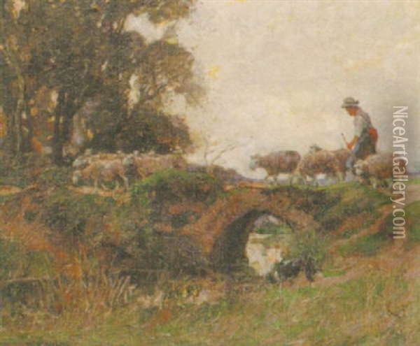 Herding Sheep Oil Painting - William Watt Milne
